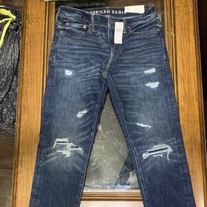 American Eagle Outfitters Men's Ripped Dark Blue Jeans